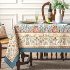 Designer French Linen Table Cloth Rectangle Tables,Italian Vintage Floral Pattern Tablecloth,Colorful Table Cover for Dining Room,Tea Party, Outdoor, Spring Holiday, 55x71 by FiokleCozyHome