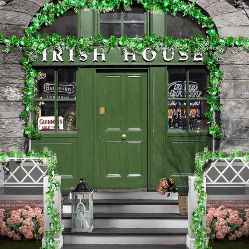 BlcTec 2Pack 9.85 Ft St Patrick's Day Garland with 50 LED Green Lights, Battery Operated Irish Garland String Lights with 8 Lighting Modes & Waterproof for Home, Porch, Front Door, Table, Mantle Décor - Image 5