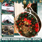 Zhengmy 10 Pcs 30 Inch Christmas Wreath Storage Bags Transparent Wreath Storage Container Bulk Wreaths Box with Dual Zippers and Handles for Xmas Holiday Wreaths Garland - Image 4