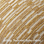 Boho Striped Decorative Throw Pillow Covers 24"X24"Set of 2 Mustard Yellow - Image 4