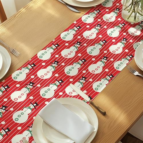 Christmas Table Runners | Red Snowman | Seasonal Table Decorations | Home Kitchen Decor | Made in The USA | Stain Resistant | 14" x 90" Long - Image 6