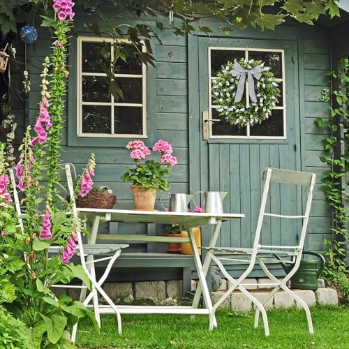 24" Boxwood Wreath for Front Door, Spring Wreaths for Wall Window Porch Home Farmhouse St Patricks Day Indoor Outdoor Decoration,Suitable DIY Wreath for All Season - Image 7
