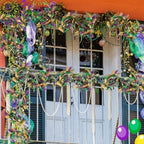 Suncalla 6 ft Mardi Gras Garland Purple Green Gold Glitter Garland Mardi Gras Hanging Decorations for Front Door Carnival Party Wreaths Home Indoor Outdoor Fireplace Decor - Image 4