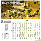 Unittype 15 Pcs 6.6 ft Fake Vines with Lights for Bedroom 300 LED, Ivy Leaf - Image 3
