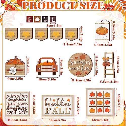14 Pcs Halloween Tiered Tray Decor Set, Gnome Wood Table Signs (Maple) - Image 2