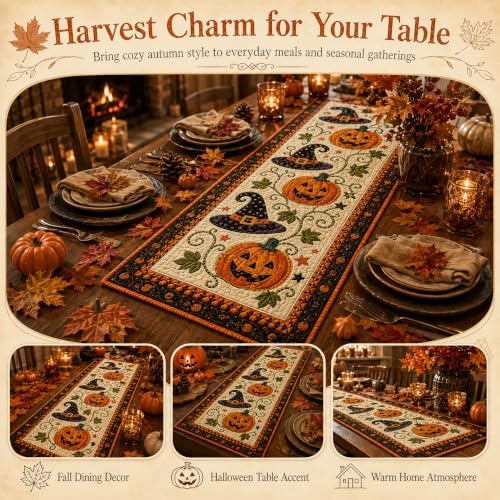 Autumn Quilted Table Runner - Fall & Halloween Seasonal Table Decor，Autumn：M(14×72'') - Image 2