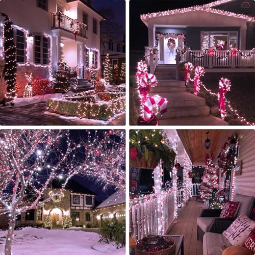 JMEXSUSS 400 LED Red and White Christmas Lights Outdoor with Remote - Image 6