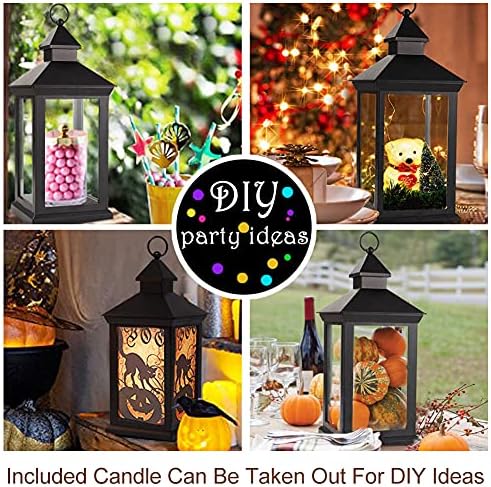 2-Pack 14" Decorative Candle Lantern Black Outdoor Lanterns with Timer Candles - IP44 Waterproof Vintage Lanterns Battery Powered LED Decorative for Wedding - Warm White Hanging Wall - Image 6