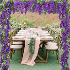 dallisten Wisteria Artificial Flowers Garland, 8Pcs 7.2Ft/Piece Silk Fake Wisteria Vine Kit, Hanging Flower for House Outdoor Garden Ceremony Outside Wedding Arch Floral Decor (8, Purple) - Image 3