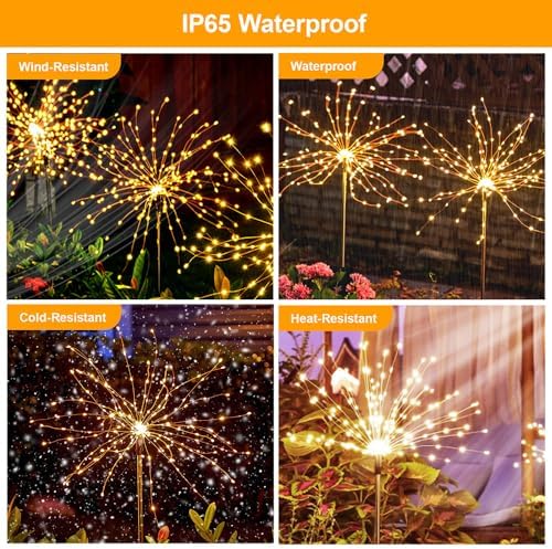 Solar Fireworks Lights for Outside Fairy Garden Warm White 4 Pack - Image 6