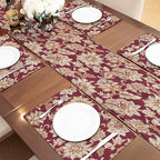 Loom and Mill Vintage Jacquard Damask Table Runner 13x108 inch, Burgundy - Image 4