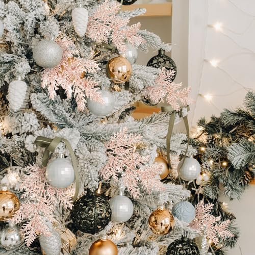 Cindeer 100 Pcs Christmas Tree Picks Sprays Glitter 10.2 in,Rose Gold - Image 5