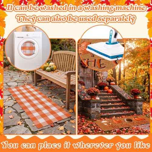 Moucuny 2 Pcs Large Fall Football Coir Doormat Outdoor, Non-Slip Backing - Image 3