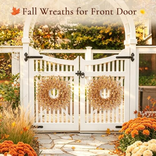 26 Inch Fall Wreath for Front Door, Autumn Thanksgiving Decor - Image 4