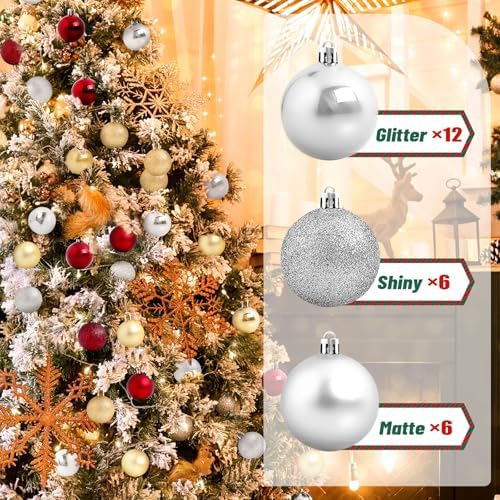 TranquilBliss Christmas Ball Ornaments, 24-Pack, 2.5-Inch, Sliver - Image 3