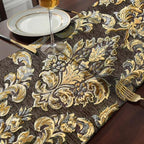 Dark Brown Table Runners 120" Thick Chenille with Europe Floral Pattern - Image 5