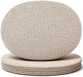 Oval Woven Placemats Set of 6, Cotton Rope 16x12 Inch, Brown by Gandeer