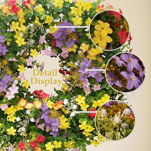 20" Spring Summer Wreath for Front Door Outside - Boxwood Greenery Wreath - Image 5