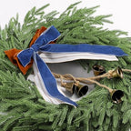 Christmas Decor, 22" Norfolk Pine Christmas Wreath with Bells and Ribbon - Image 5