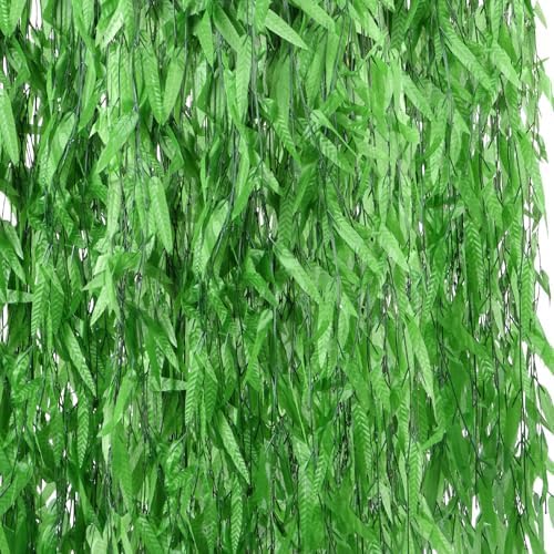 200 Strands 1200FT Fake Ivy Leaves Artificial Ivy Greenery Garland Faux Willow Vines Silk Hanging Plants Home Aesthetic Jungle Party Vines for Bedroom Wedding Patio Garden Wall Room by HONVONTU