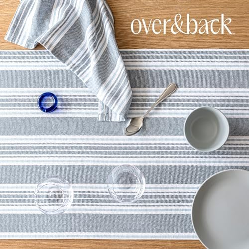 Over&Back 18x108 Woven Striped Table Runner - Washable Table Runners for a Custom Home Decor Tablescape - Coffee Table, Dinner Table, Living Room - Blue - Image 6