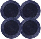 Lightnpro Handmade Beaded Placemats Set of 4 – 13 Inch Round Navy Charger Mats | Handcrafted Artisan Table Accessories, Elegant Decorative Dining Table Décor for Weddings, Holidays & Parties by Lightnpro