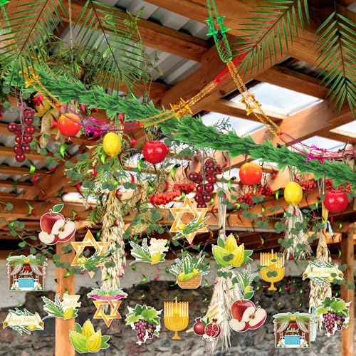 Thiccywoov 102 Pcs Happy Sukkot Party Decor Set, Hanging Ornaments - Image 7