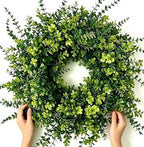 26" Eucalyptus & Boxwood Wreath for Front Door - Large Artificial Greenery Wreath with Lush Leaves Outdoor Decor for Porch, Window, Farmhouse, Home, Hanging Decor - Spring, Summer, All Seasons by Unknown