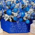 XmasExp Christmas Tree Collar, 33.5 inch Sequin Tree Skirt Stand Base Cover for Home Decor, Large Size 6 Piece, Blue by XmasExp