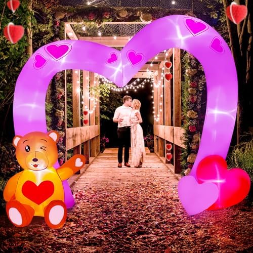 AerWo 10FT Valentines Day Inflatables Outdoor Decorations, Heart Shaped Archway Inflatables Valentines Blow Up Yard Decorations with Build-in LED Lights for Party Lawn Anniversary Wedding Decor - Image 6