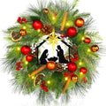 Knitgrip Gold Nativity Scene Pre-Lit Christmas Wreaths for Front Door by Knitgrip
