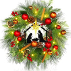 Knitgrip Gold Nativity Scene Pre-Lit Christmas Wreaths for Front Door by Knitgrip
