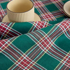 Solino Home 100% Pure Linen Dining Table Runner Green Plaid, 14 x 156 in - Image 3