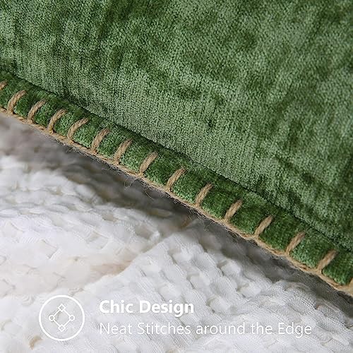 decorUhome Soft Chenille Throw Pillow Covers 26x26 Set of 2 Forest Green - Image 5