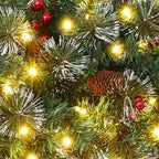 Casafield 36" Pre-Lit Fir Artificial Christmas Wreath Holiday Décor, 150 LED Lights, 360 PVC Tips Pinecones, Berries for Front Door, Window, or Mantel - Image 6