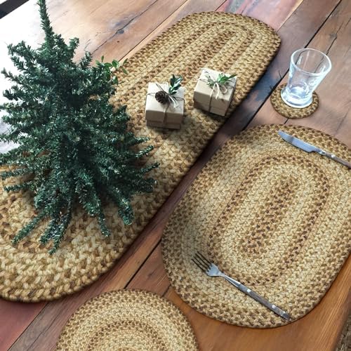 Homespice Cookie Dough Jute Braided Placemats, Round 15" Set of 6 - Image 2