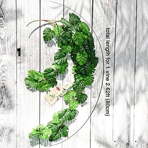 FiveSeasonStuff Monstera Plant Garlands, Artificial Leaf Bendable Vines (2 pcs, 5.2 feet) - Image 4