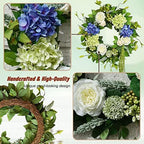 Spring Summer Wreaths for Front Door 24 Inch Summer Wreath with Hydrangea, Rose & Peony Floral Spring Door Wreath with Lush Greenery for Indoor & Outdoor Seasonal Home Decor - Image 4