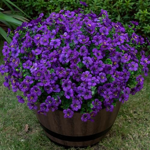 20 Bundles Artificial Flowers for Outdoor, Fake Plants Spring Decor,Purple by Lnoicy