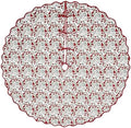 Ridhi Garnet Red Hand Block Print Cotton Christmas Tree Skirt 70 Inch by Ridhi