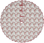 Ridhi Garnet Red Hand Block Print Cotton Christmas Tree Skirt 70 Inch by Ridhi