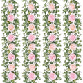 Dolicer 4Pcs 26 Ft Artificial Eucalyptus Garlands with Flowers - 8 Roses, Faux Floral Greenery Garlands Fake Flowers Vines for Wedding Table Centerpieces Arch Party Ceremony Backdrop Decor (Pink) by DolicerLANDSCAPEQ