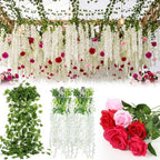 72 Pack Wedding Ceiling Flowers Kit, White Wisteria Rose Ivy Garland by Unknown