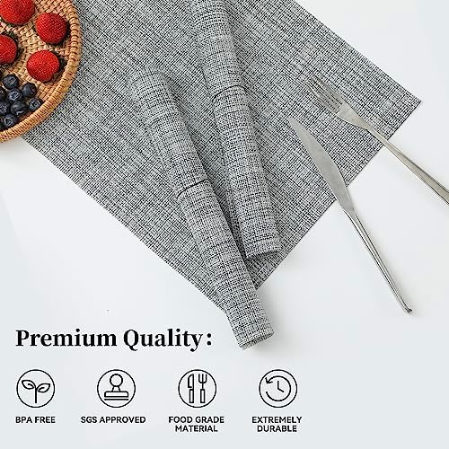 Leetaltree Linen Grey Placemats Set of 12 - Heat Resistant Non-Slip Place mats for Dining Table, Washable Durable PVC Vinyl Woven Table Mats（Linen Grey, 12） - Image 2