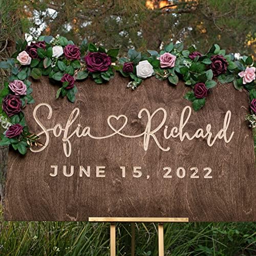 Personalized Wedding Welcome Sign | Custom Wood Sign for Wedding | 2 Optional Shapes, 4 Optional Sizes, 5 Wooden Colors - Wedding Plaque for Welcome Sign, Rustic Wedding Decor - D1 by PersonalizedFavors