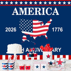 4th of July Backdrop Decorations 250th Anniversary USA Flag Patriotic Backdrop 12x10ft Banner Independence Day Photography Background Theme Party Decorations Supplies Photo Studio Props - Image 3