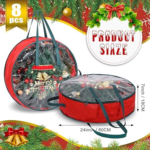 Shappy 8 Pcs Wreath Storage Bag Container with Clear Window,24 Inch - Image 2