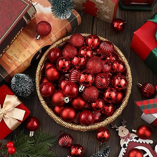 Shappy 216 Pcs Mini Christmas Ball Ornament 1.18 Inch,Red - Image 3