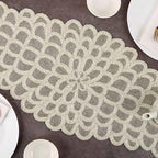 CLEENTABLE Hand-Beaded Table Runner, Silver, 13x36 - Image 4