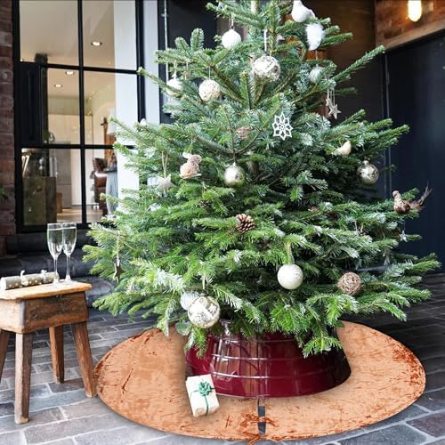 Sophia-Art Christmas Tree Skirt, Luxury Velvet Plush Skirt, Xmas Decoration Holiday Party Décor, Soft Velvet Home Décor Merry Christmas Party Christmas Tree Decorations (Terracotta,56 Inch) - Image 3